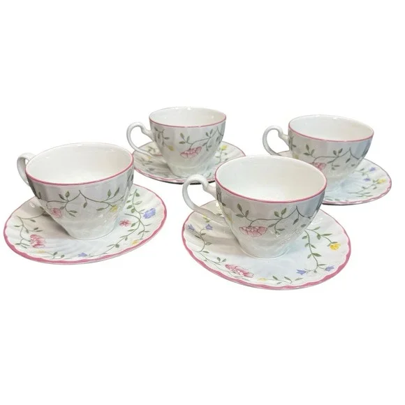 Johnson Bros Summer Chintz Teacups and Saucers Lot Of 4 Sets (8-piece Set) - Picture 1 of 6